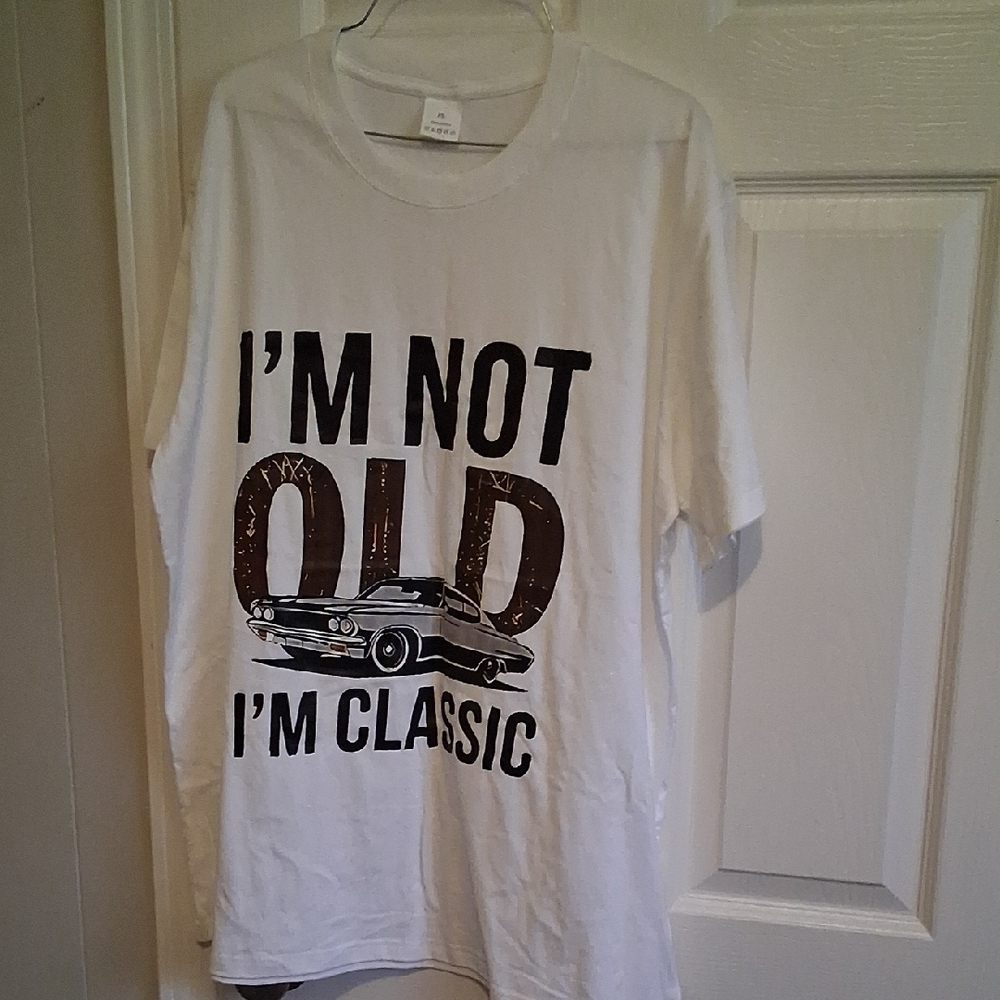 White Graphic T-Shirt with Car Print